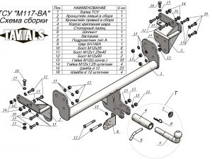 ТСУ для MITSUBISHI  L200  2015 - ... (С БЫСТРОСЪЕМНЫМ ШАРОМ)