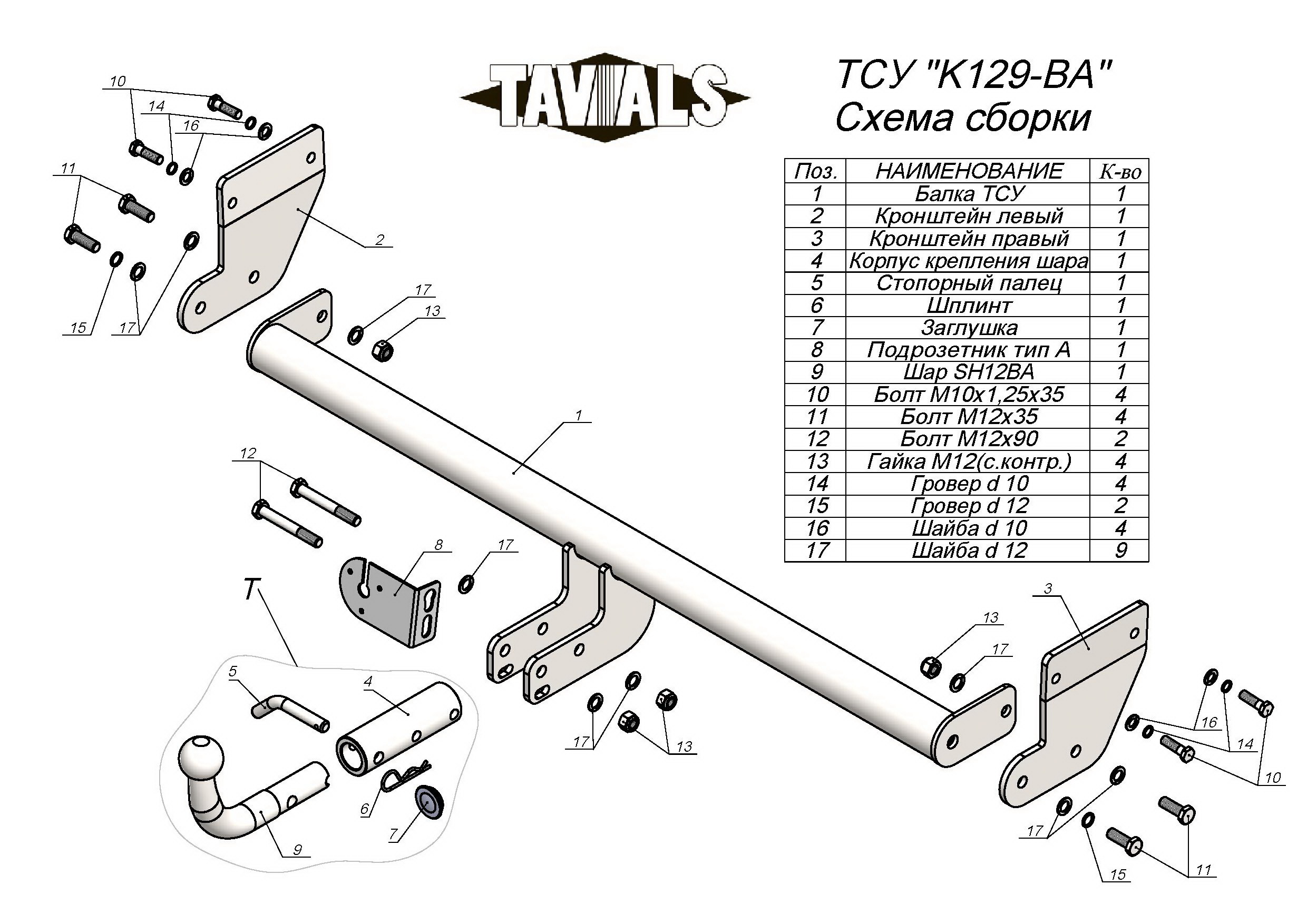 ТСУ для KIA SOUL III (SK)  2019 — …г.в. (С БЫСТРОСЪЕМНЫМ ШАРОМ)